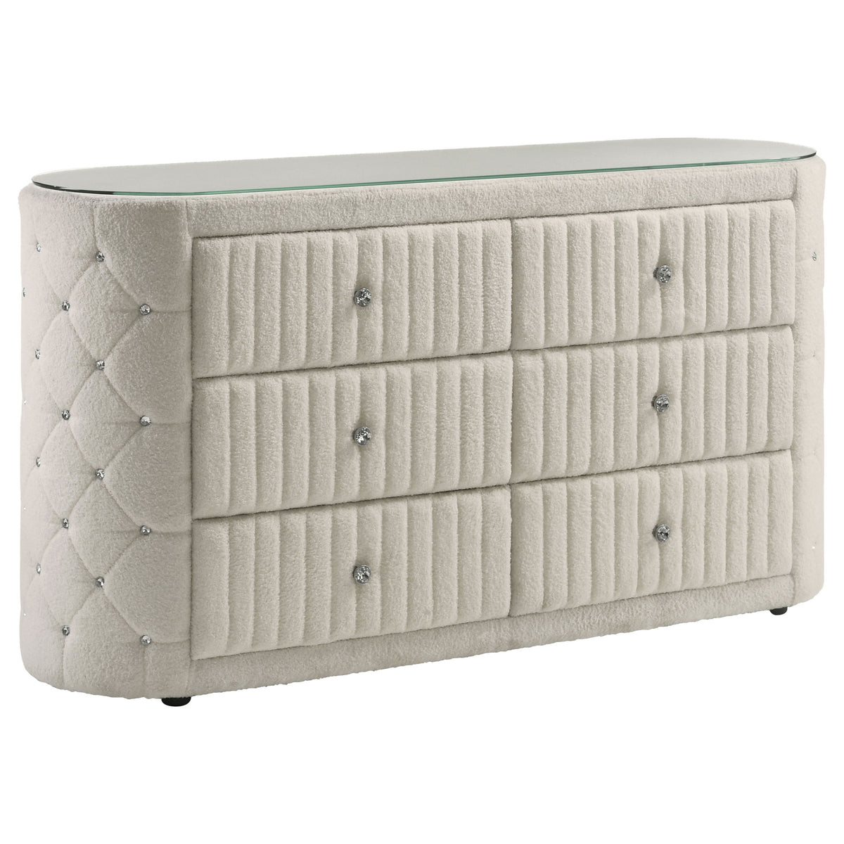 Sonya 6-drawer Upholstered Bedroom Dresser Ivory