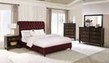 Devon  Bedroom Set Wine Red and Dark Oak
