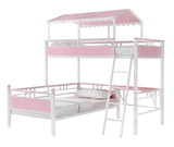 Alexia Twin over Twin Workstation Bunk Bed Pink and White