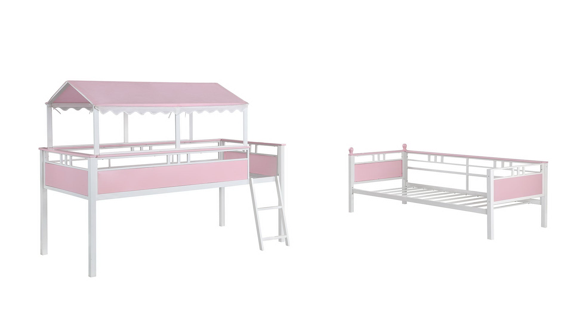 Alexia Twin over Twin Workstation Bunk Bed Pink and White