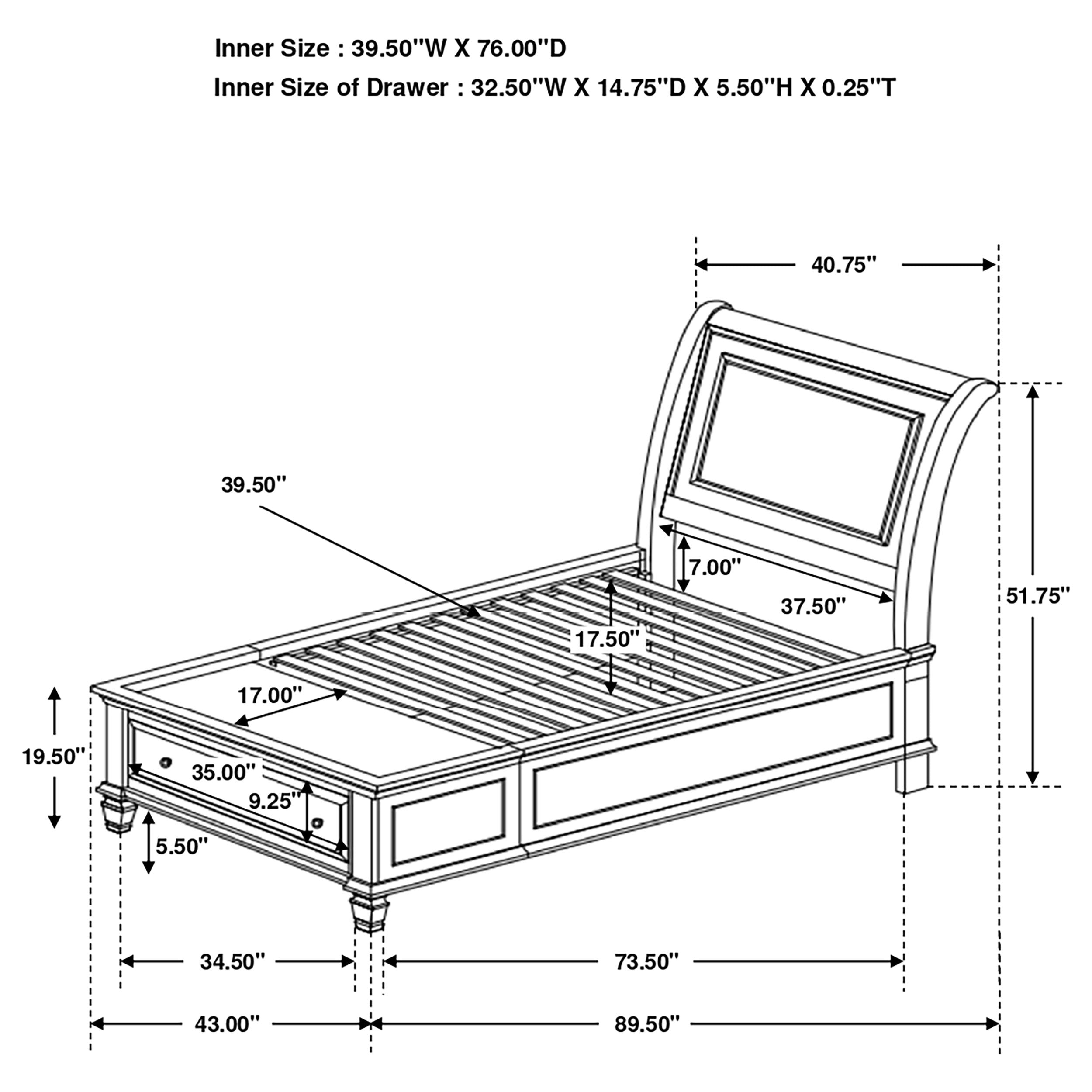 Selena Storage Bedroom Set with Sleigh Headboard Buttermilk