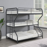 Garner Triple Full Over Twin Over Full Bunk Bed with Ladder Gunmetal