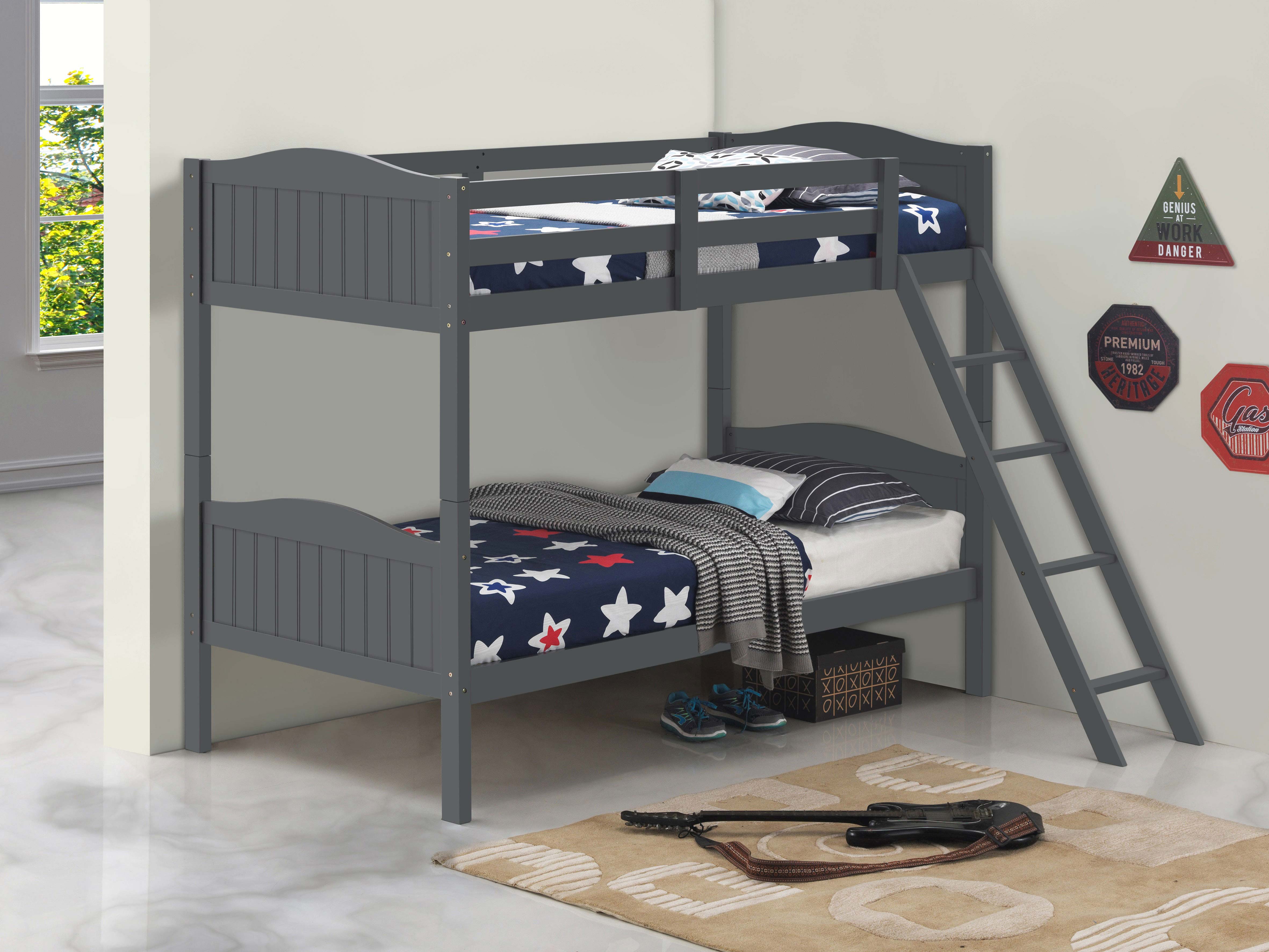 Arlo Twin Over Twin Bunk Bed with Ladder Espresso