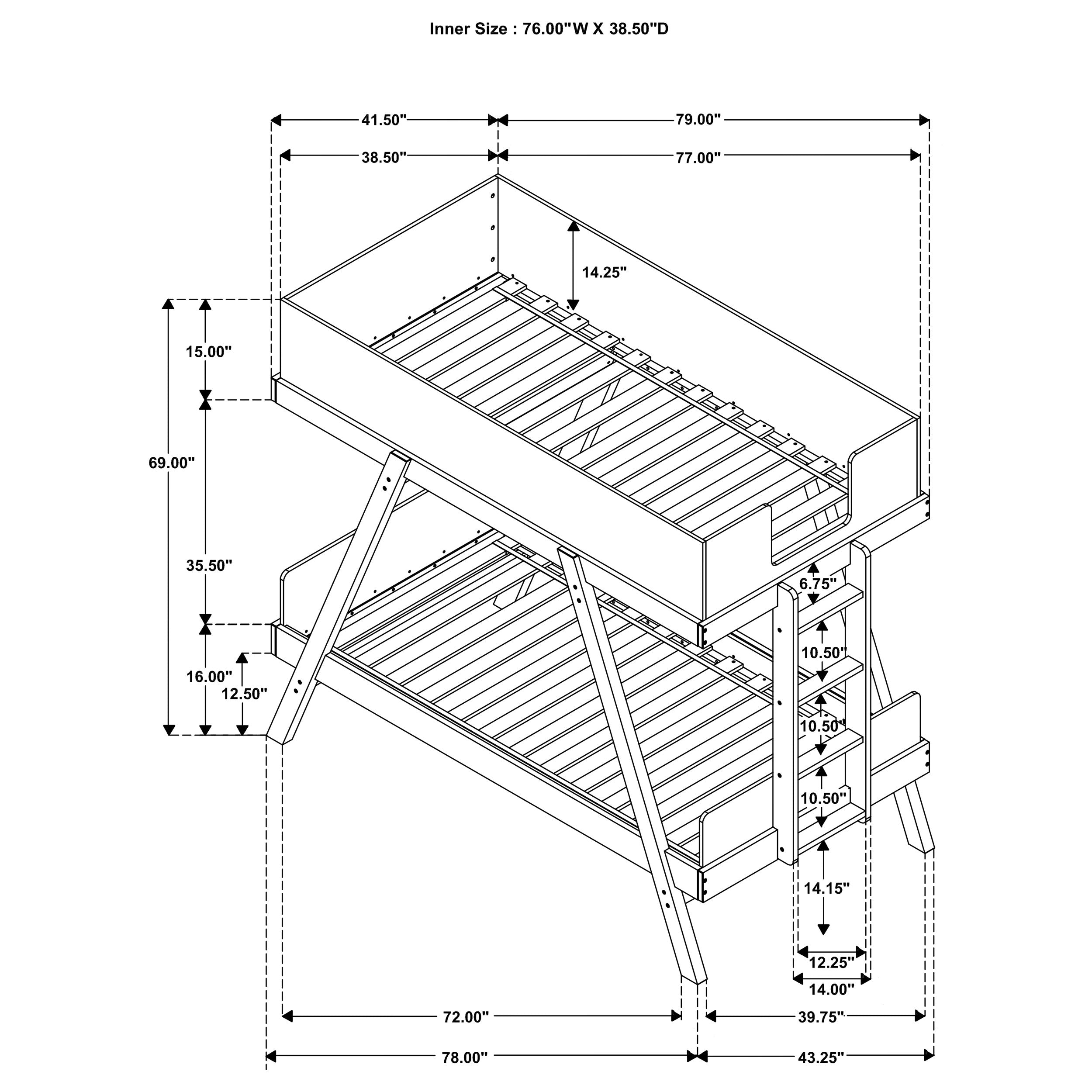 Frankie Wood  Over  Bunk Bed Blue and Natural