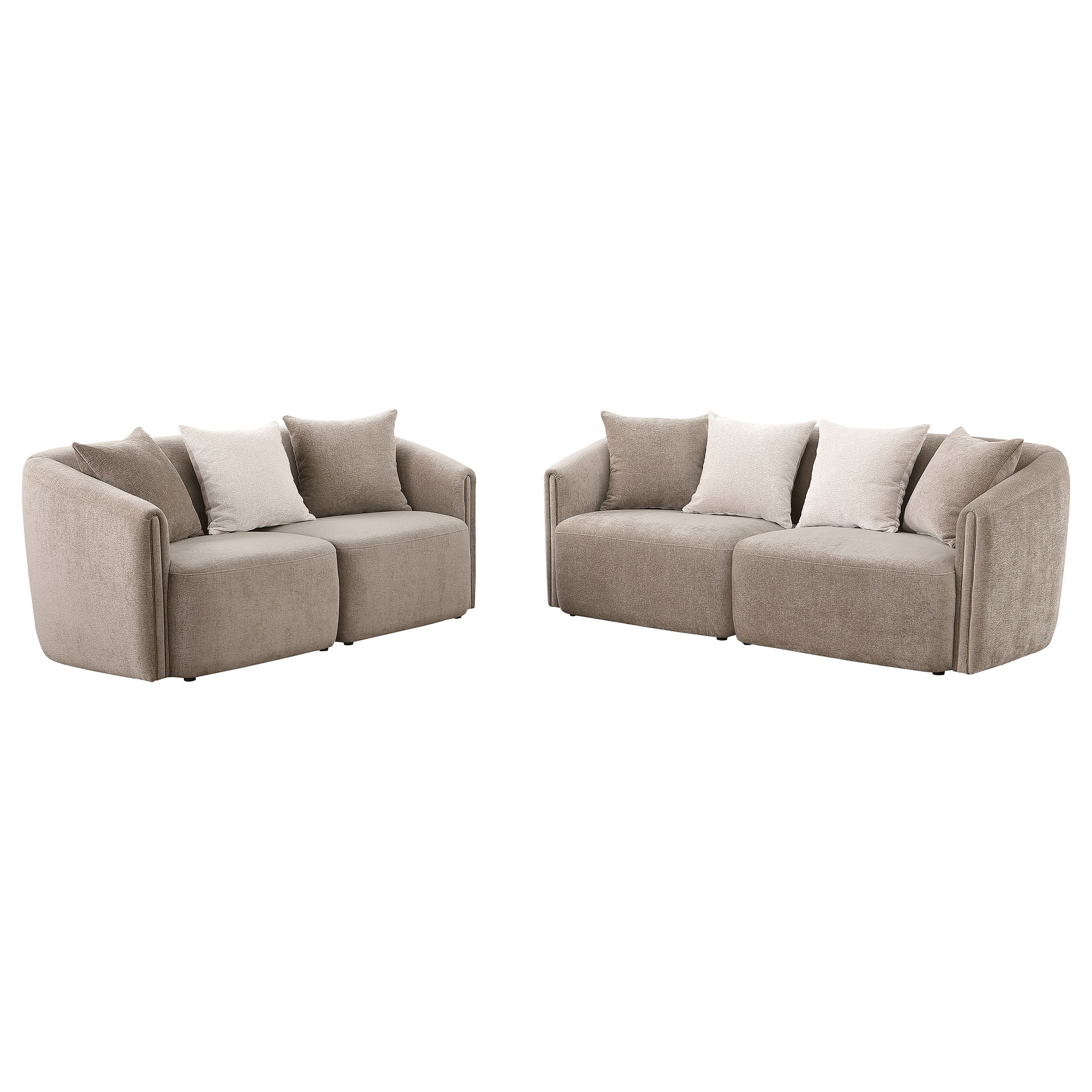 Townsend  Chenille Upholstered Sofa Set Latte