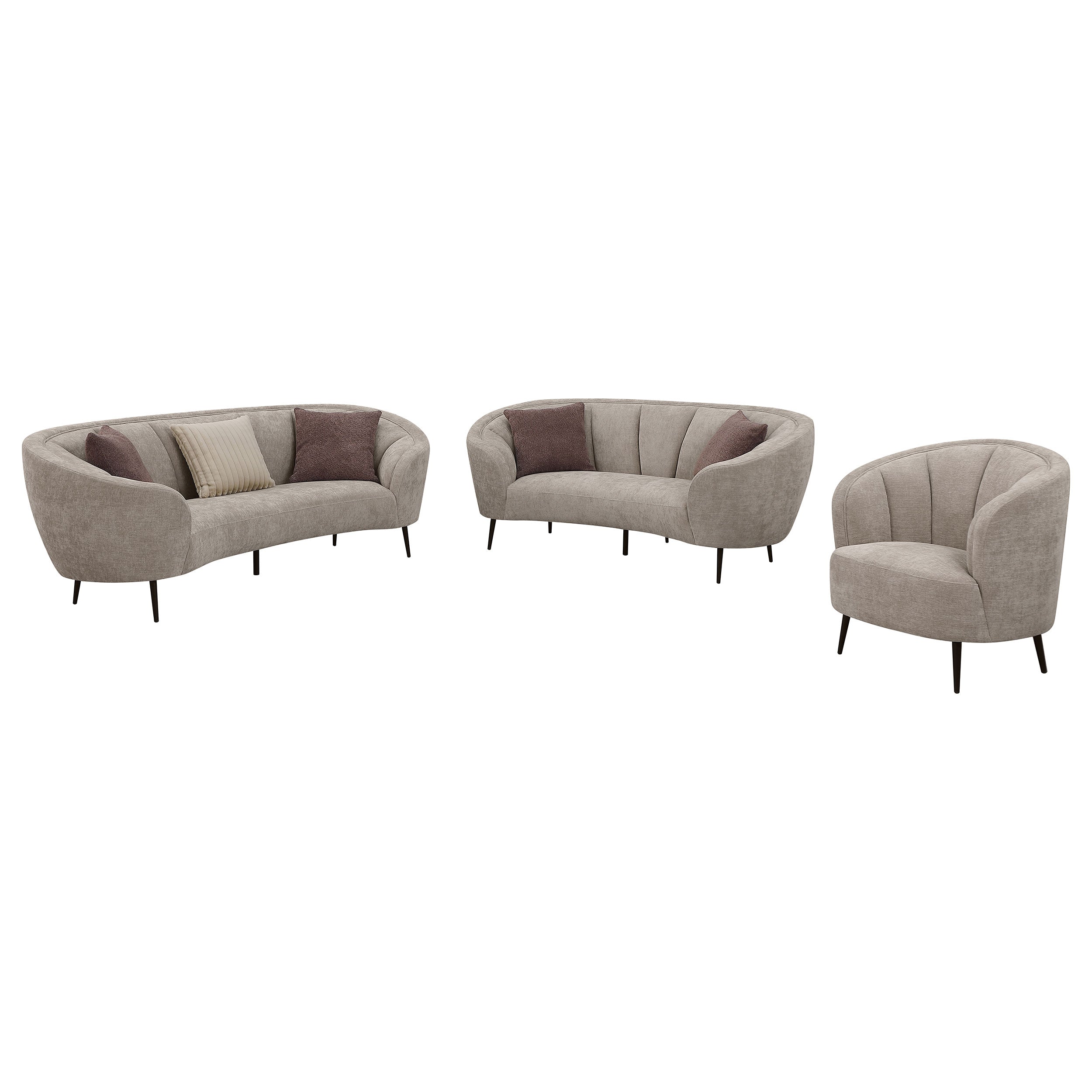 Ellorie  Upholstered Curved Sofa Set Beige