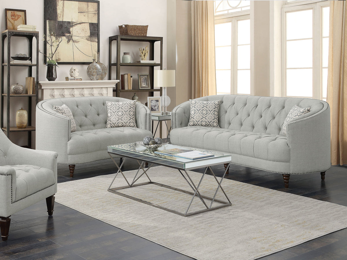 Avonlea Upholstered Tufted Living Room Set Grey