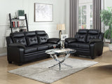 Finley Upholstered Pillow Top Arm Living Room Set Black