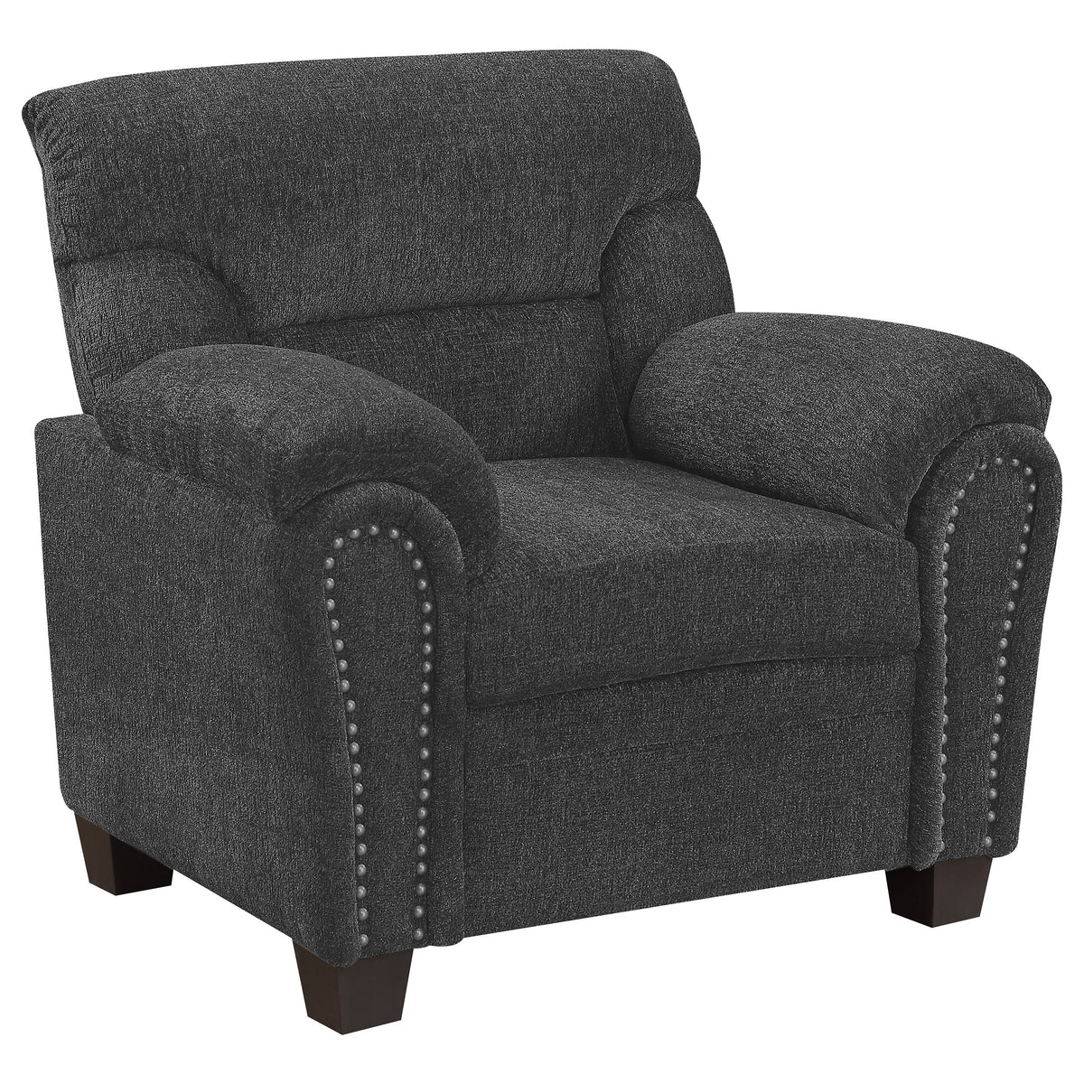 Clementine Upholstered Chair with Nailhead Trim Grey