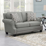 Sheldon Upholstered Loveseat with Rolled Arms Grey