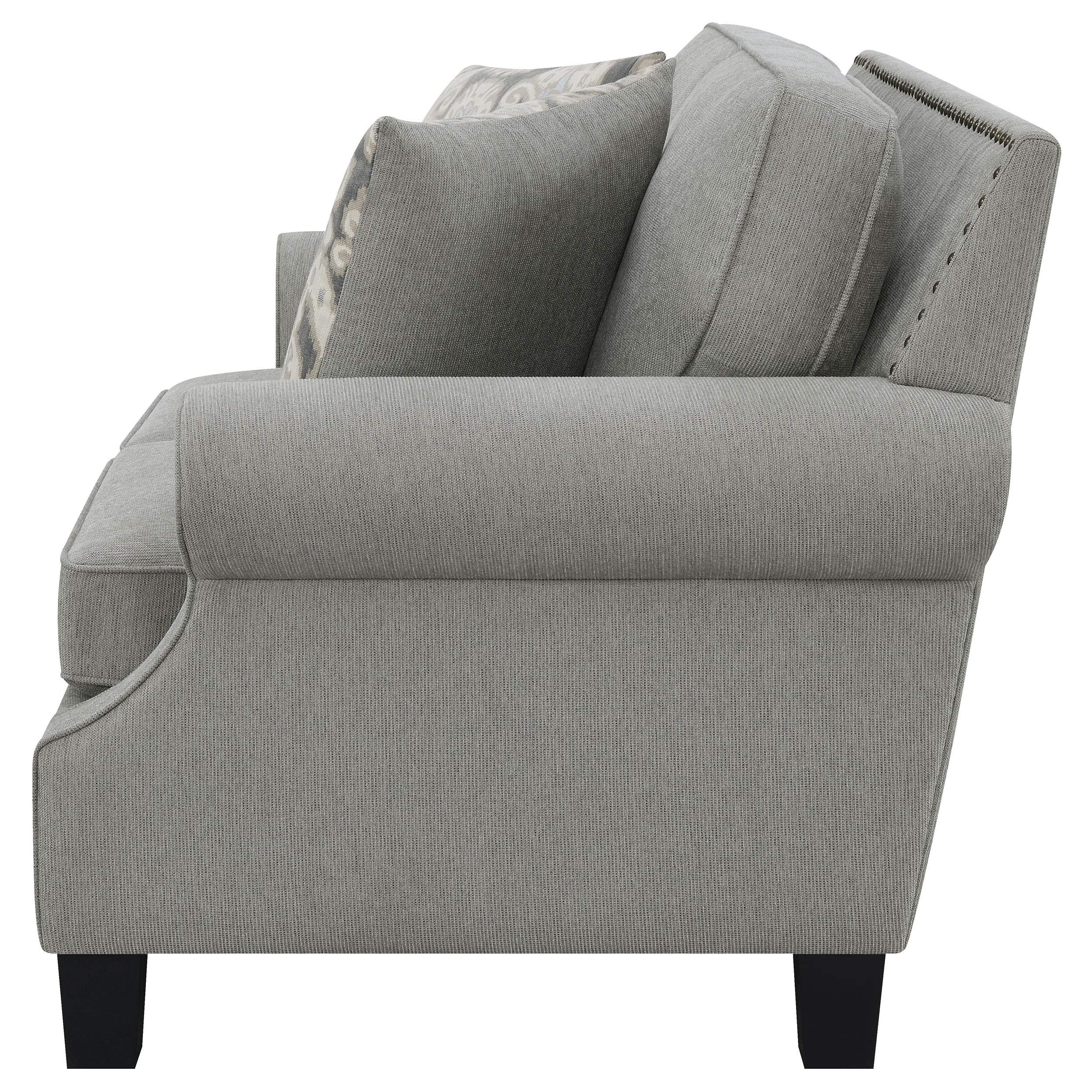 Sheldon Upholstered Loveseat with Rolled Arms Grey