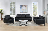 Ruth 2-piece Upholstered Track Arm Faux Leather Sofa Set Black