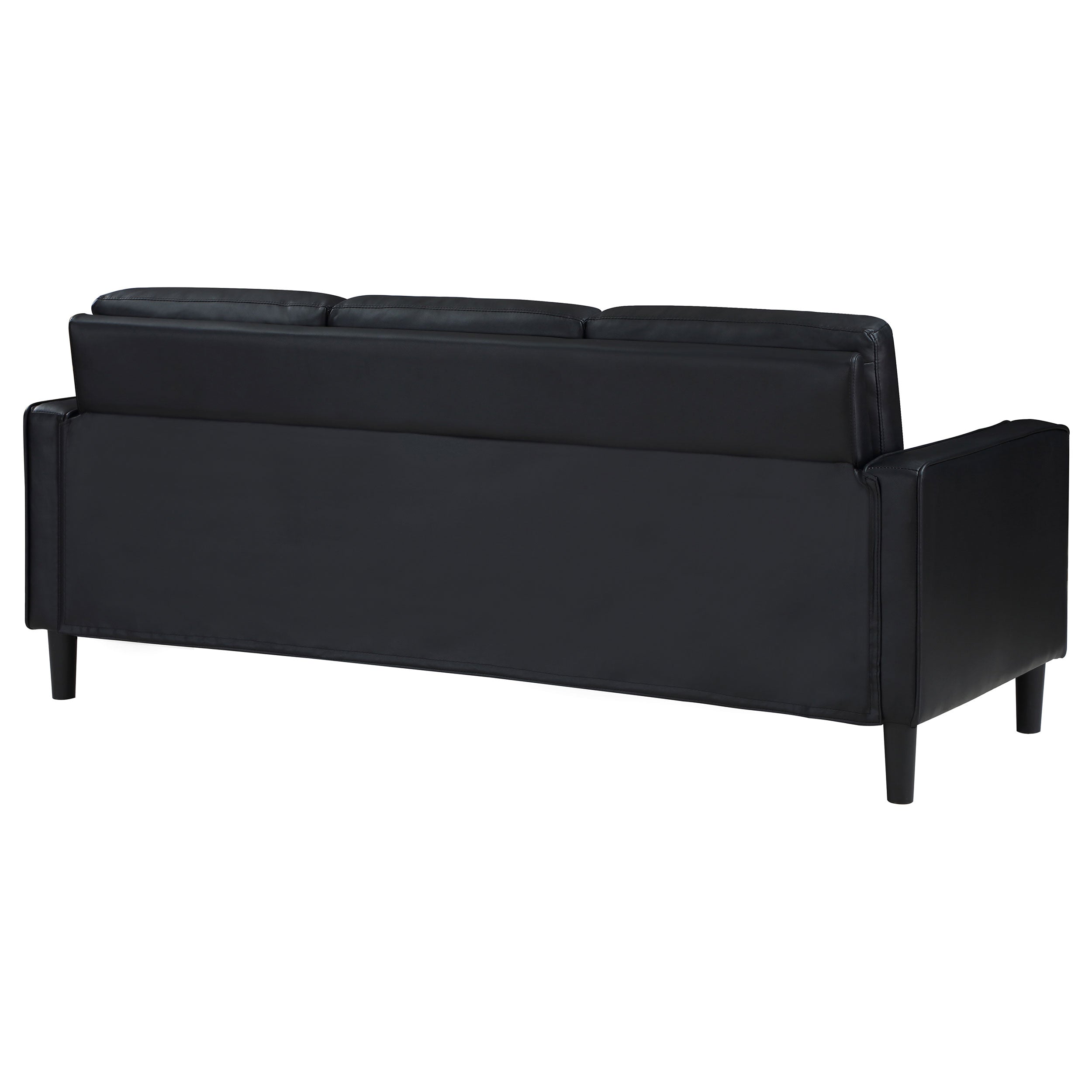 Ruth Upholstered Track Arm Faux Leather Sofa Black