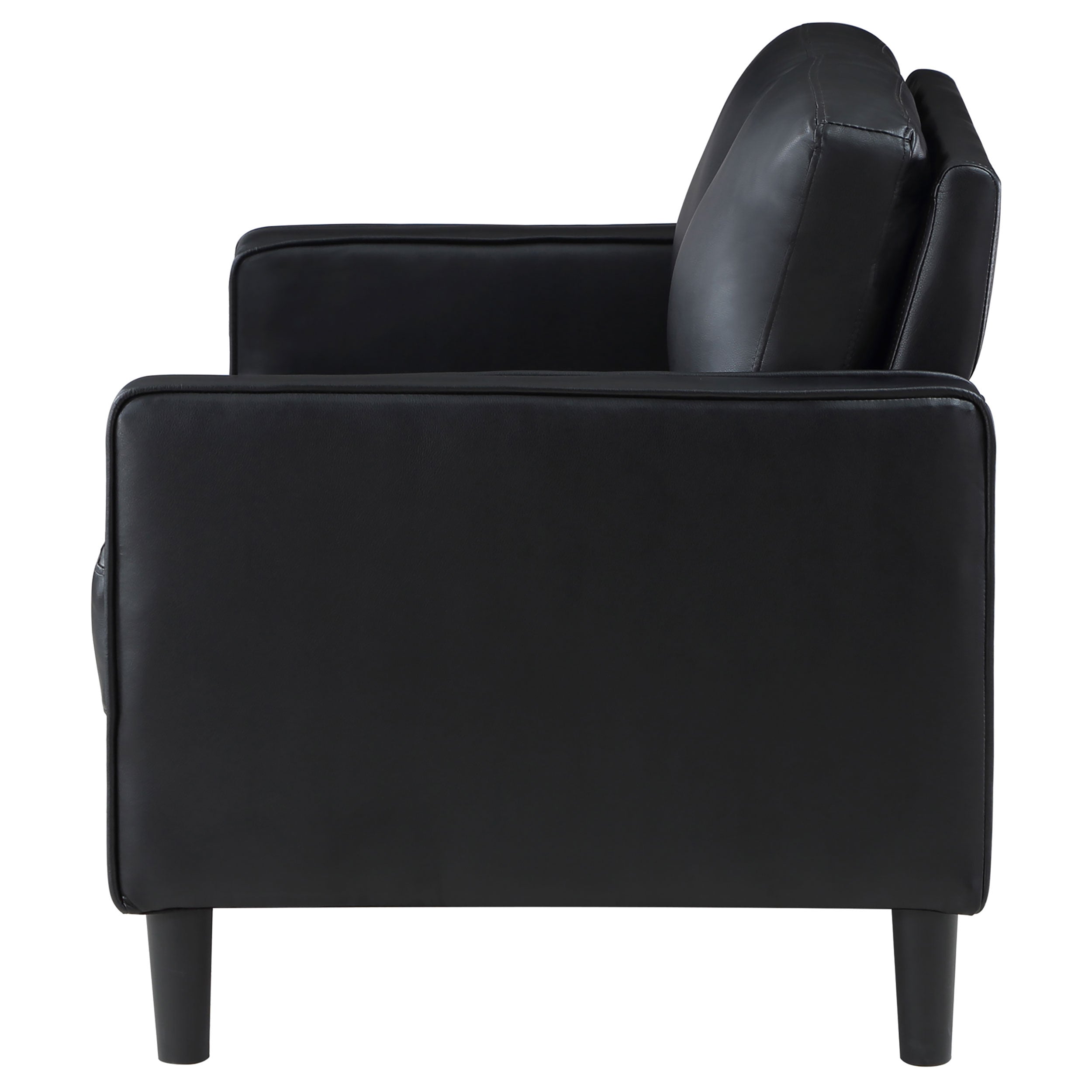 Ruth Upholstered Track Arm Faux Leather Loveseat Black