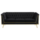 Holly 2-piece Upholstered Tuxedo Arm Tufted Sofa Set Black