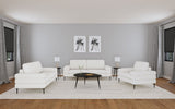 Jessel  Chenille Upholstered Sofa Set Ivory