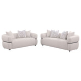 Jeanette Fabric Upholstered Round Arm Sofa Set Beige