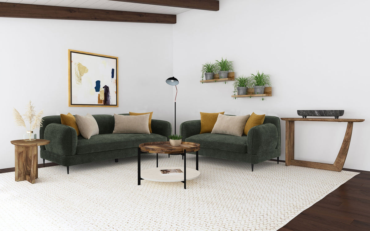 Jade  Chenille Upholstered Sofa Set Green