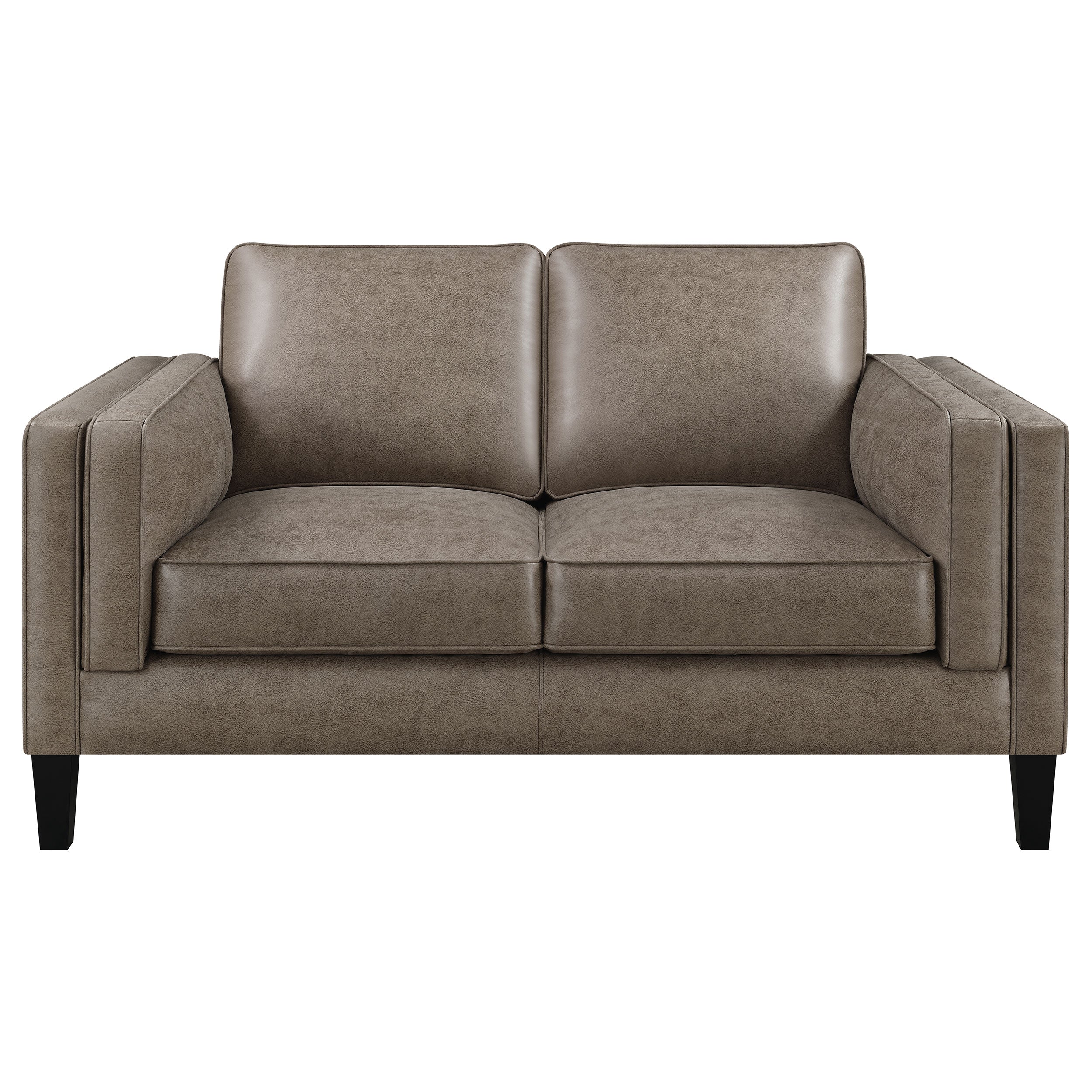 Locke Upholstered Track Arms Loveseat Vintage Brown