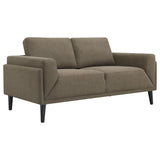 Rilynn Upholstered Track Arms Loveseat Brown