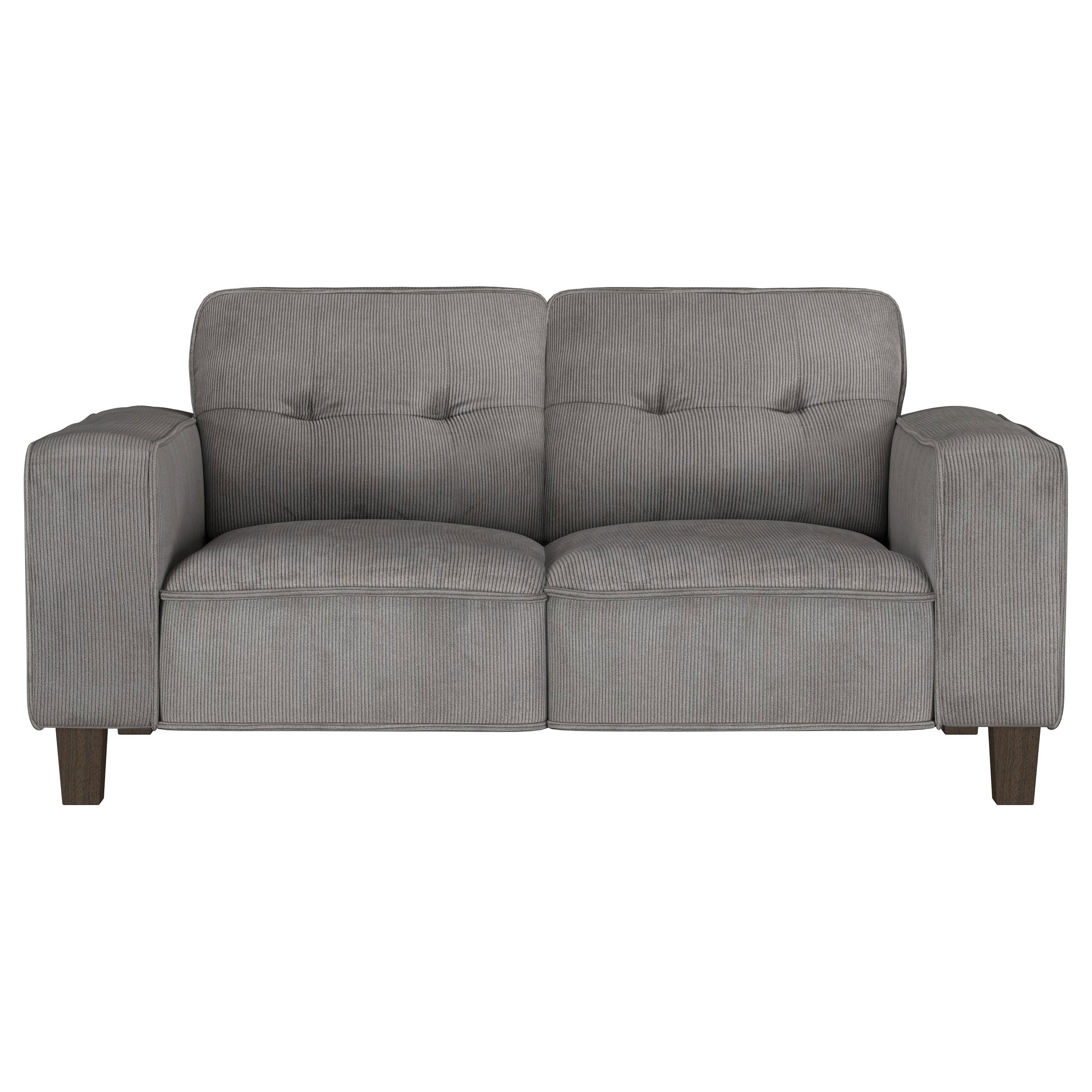 Deerhurst  Upholstered Track Arm Sofa Set Charcoal