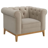 Sandrine Button Tufted Tuxedo Arms Sofa Camel