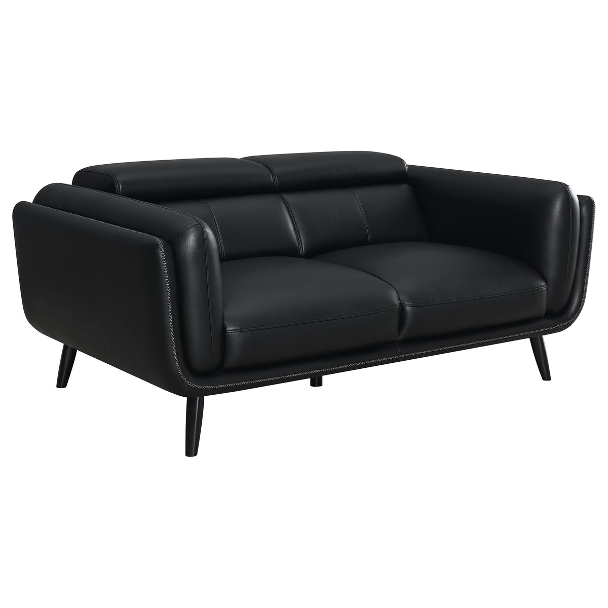 Shania Track Arms Loveseat with Tapered Legs Black