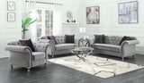 Frostine Upholstered Tufted Living Room Set Silver