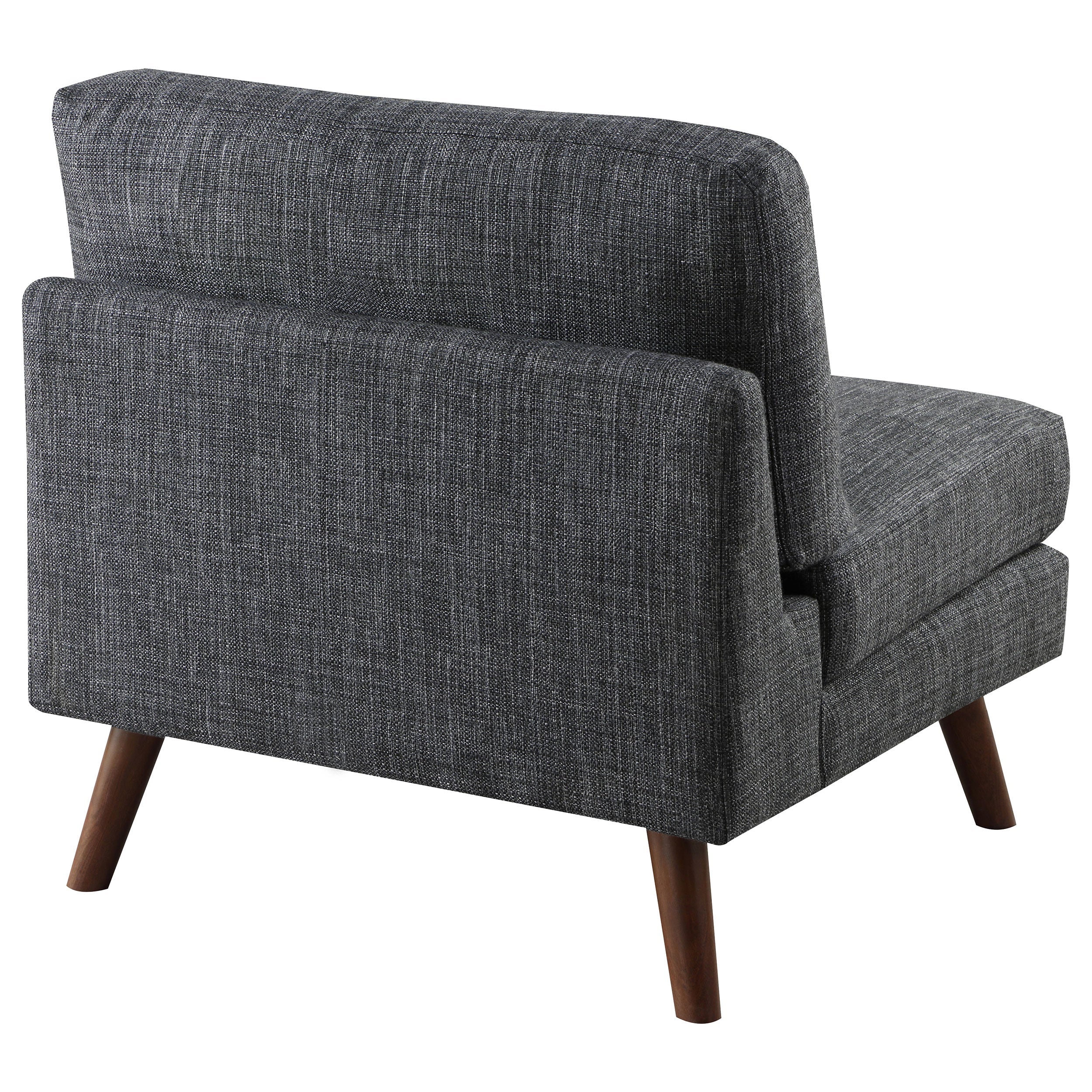 Churchill Tufted Cushion Back Armless Chair Dark Grey and Walnut