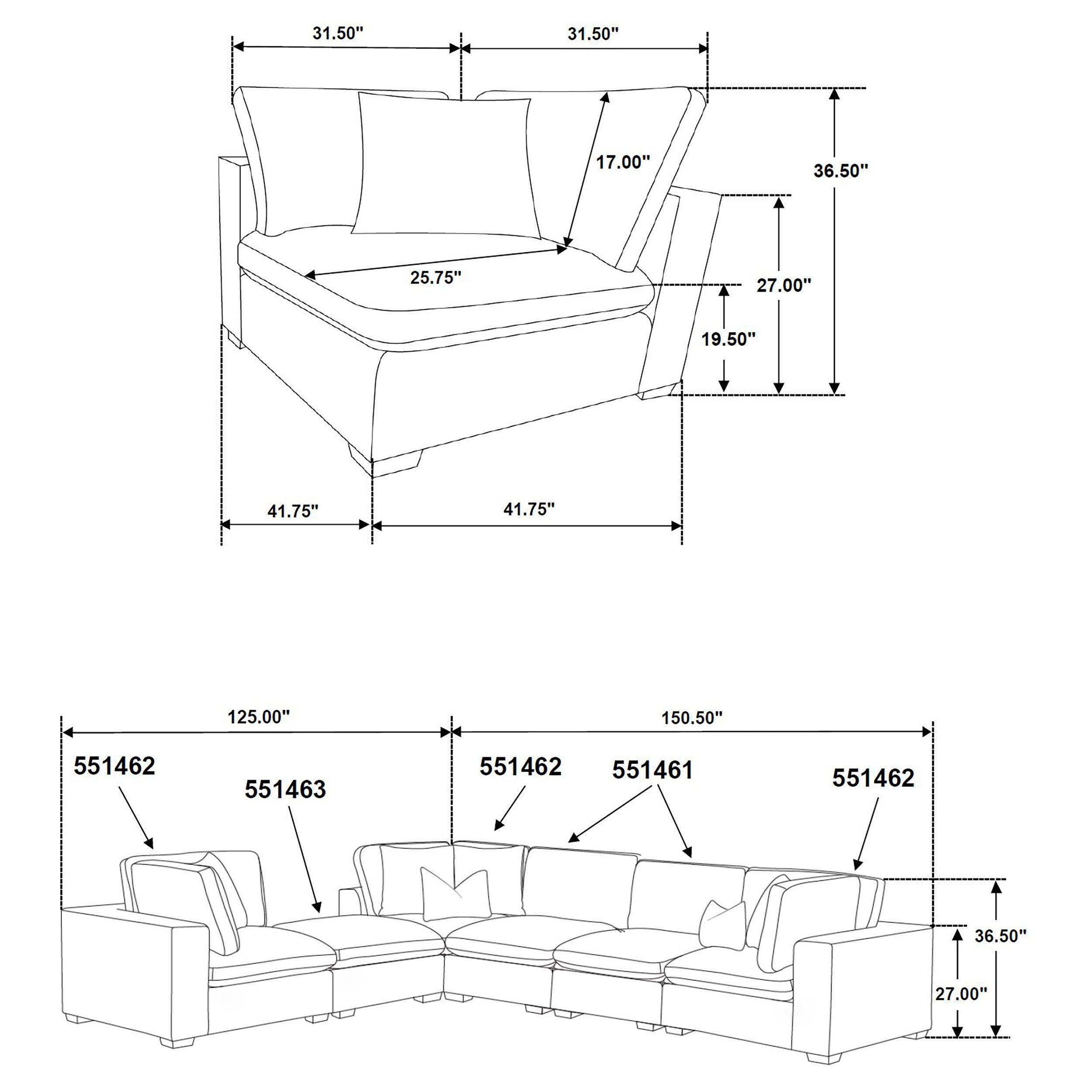 Lakeview  Upholstered Modular Sectional Sofa Dark Chocolate