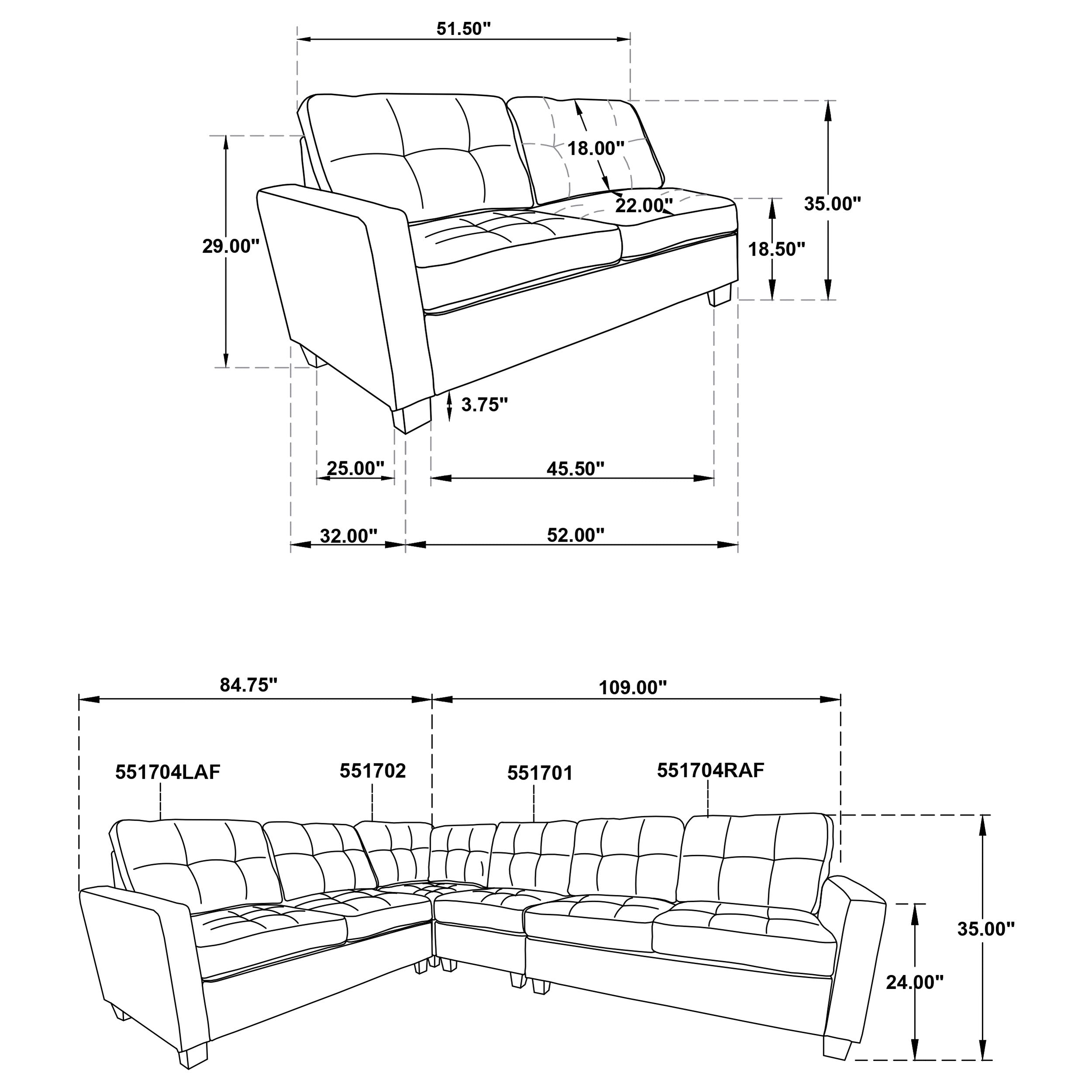 Georgina  Upholstered Sectional Sofa Steel Beige