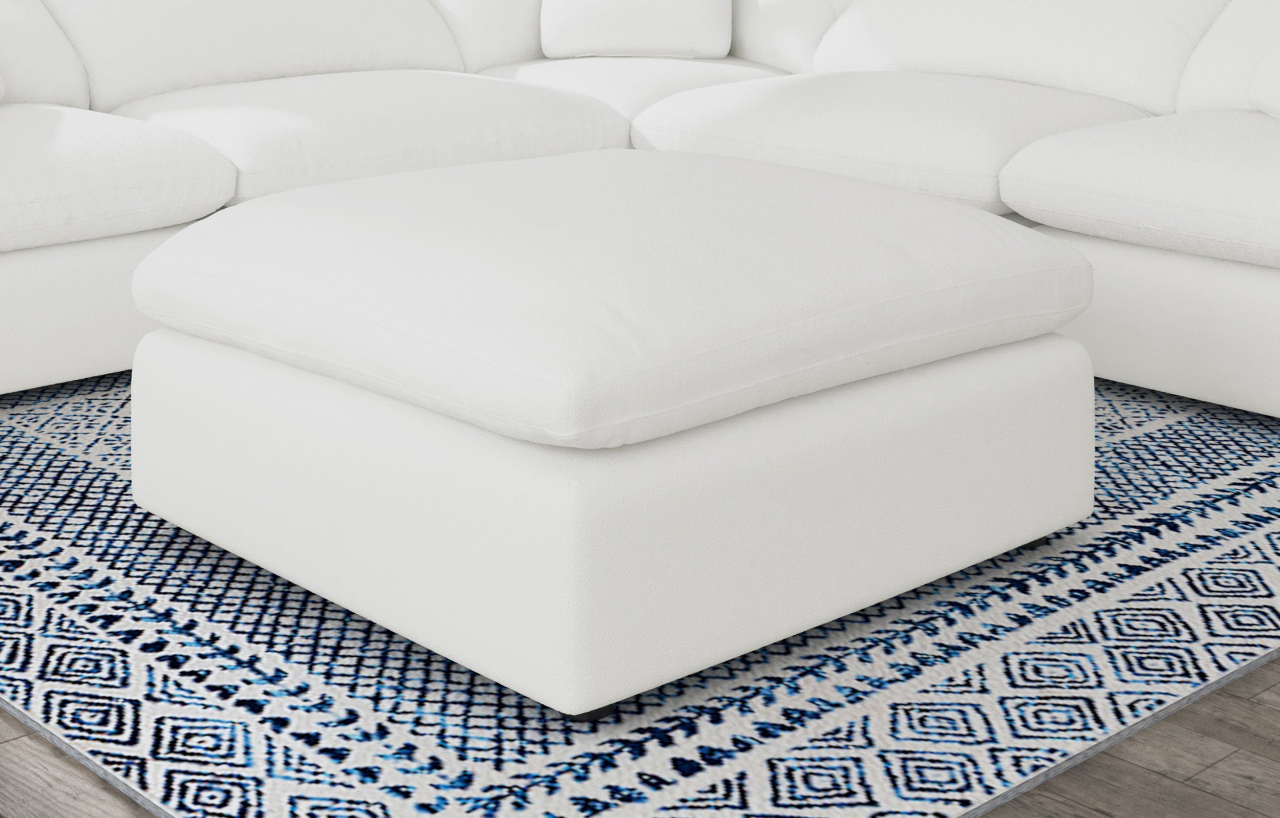 Raleigh Boucle Upholstered Ottoman Grey