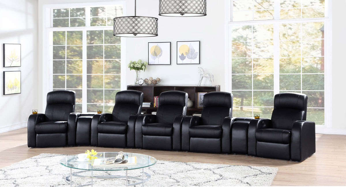 Cyrus Upholstered Recliner Living Room Set Black