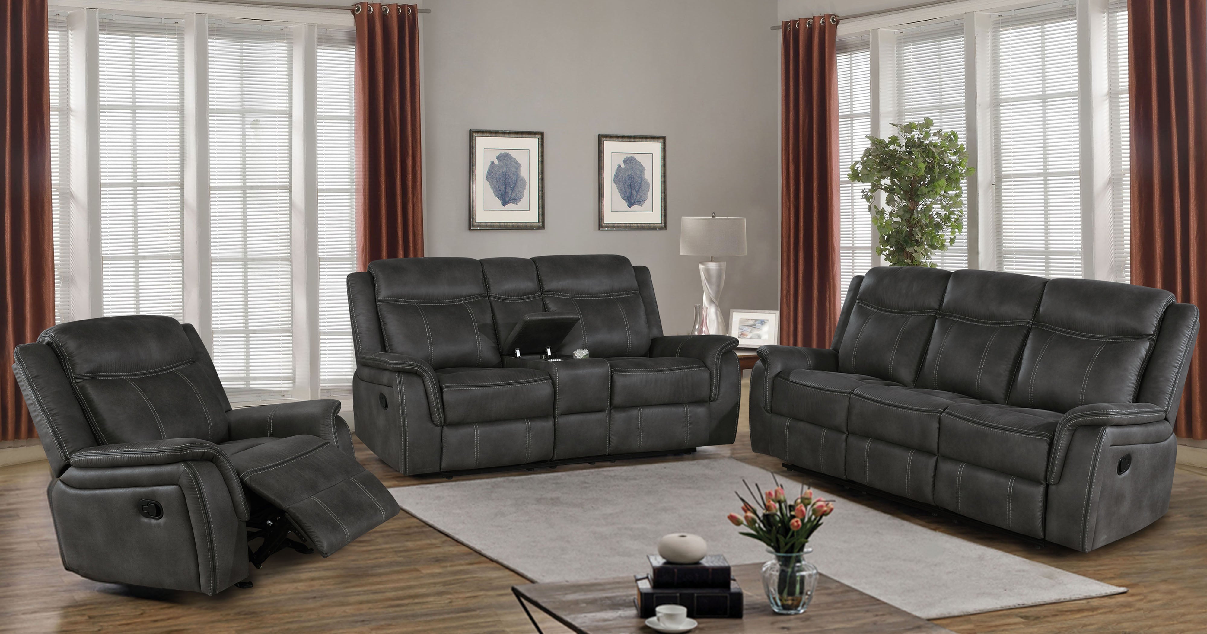 Lawrence Upholstered Tufted Back Glider Recliner