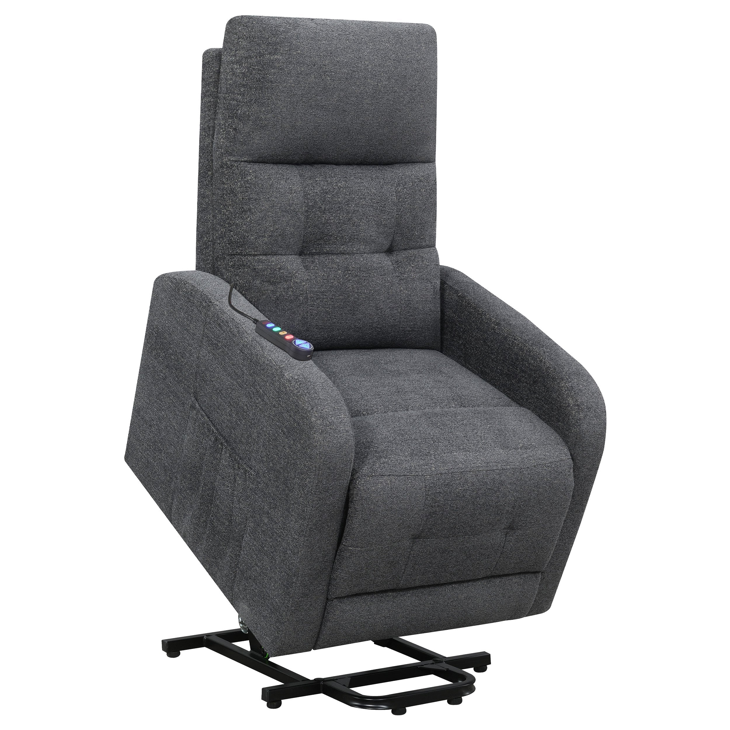 Howie Tufted Upholstered Power Lift Recliner Charcoal