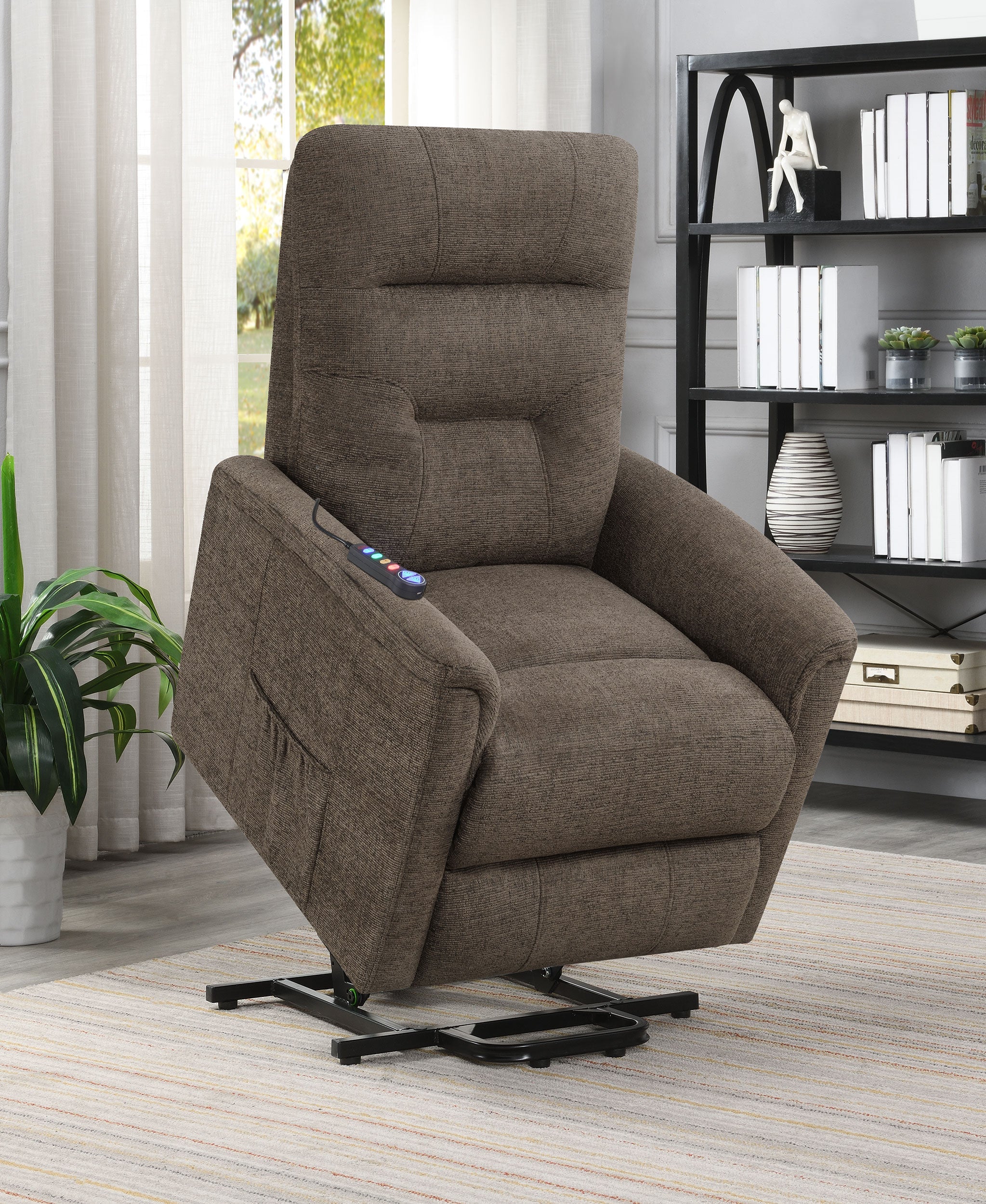 Henrietta Power Lift Recliner with Storage Pocket Brown