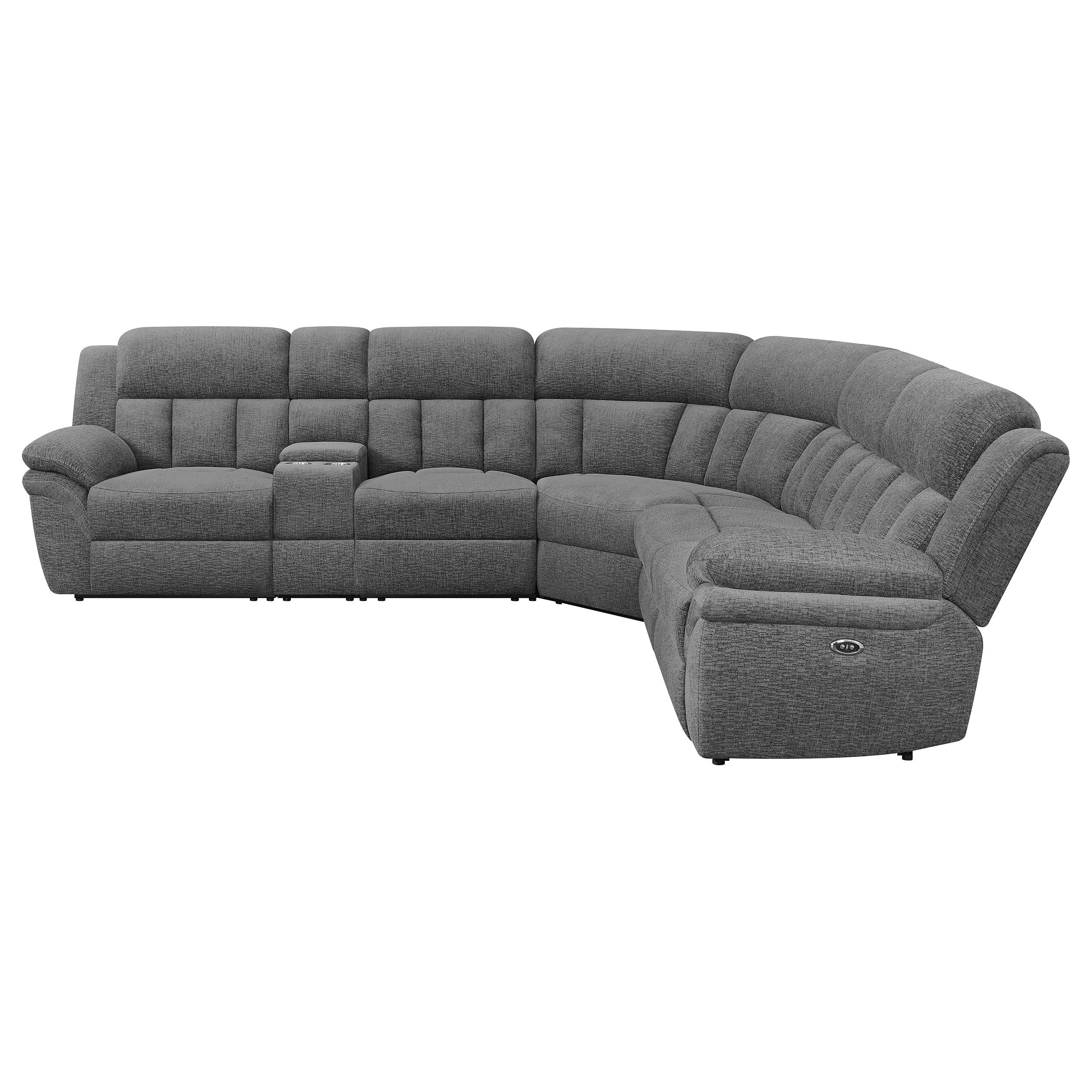 Bahrain 6-piece Upholstered Power Sectional Charcoal