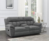 Bahrain Upholstered Motion Loveseat with Console Charcoal