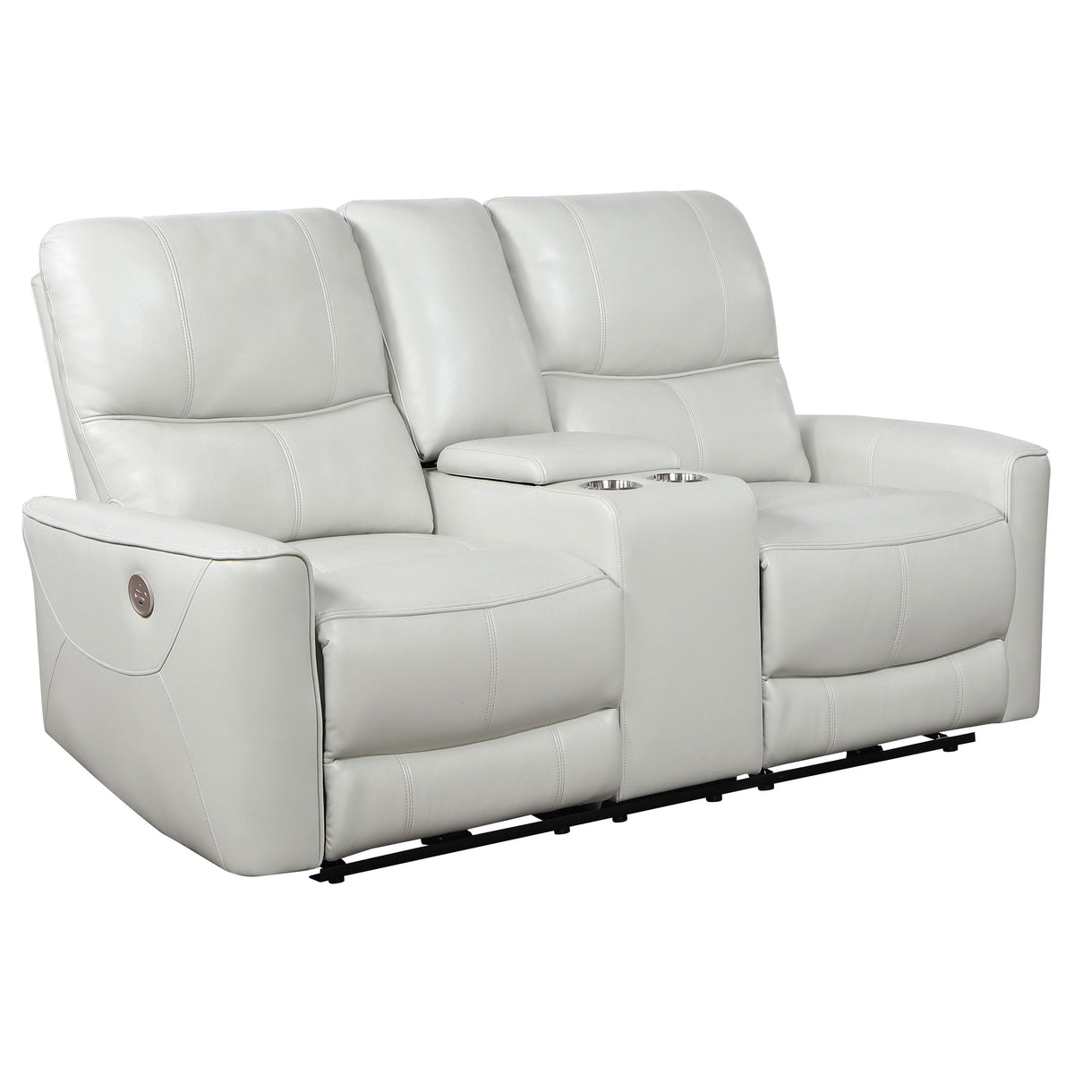 Greenfield Upholstered Power Reclining Loveseat with Console Ivory