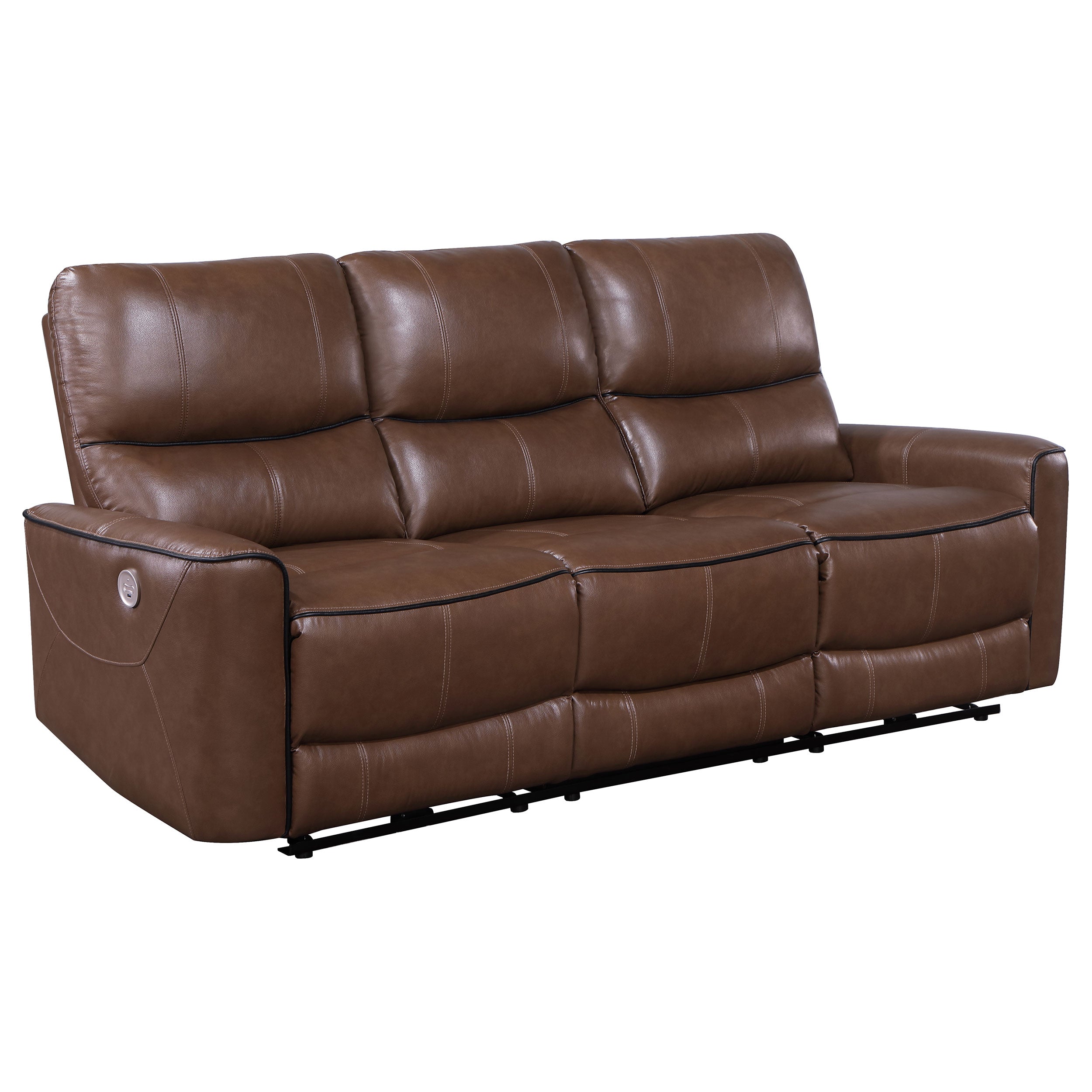 Greenfield 2-piece Upholstered Power Reclining Sofa Set Saddle Brown