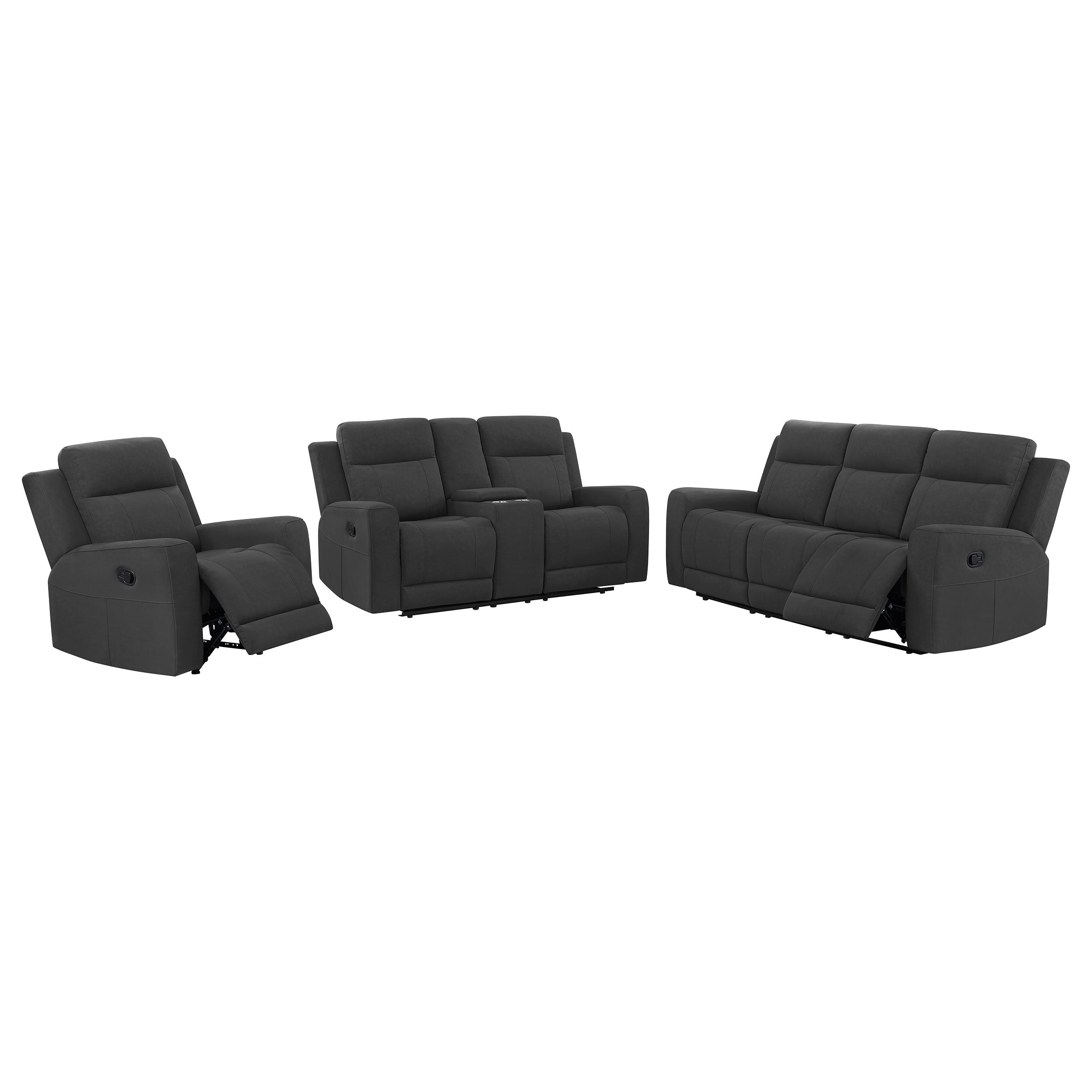 Brentwood  Upholstered Reclining Sofa Set Dark Charcoal