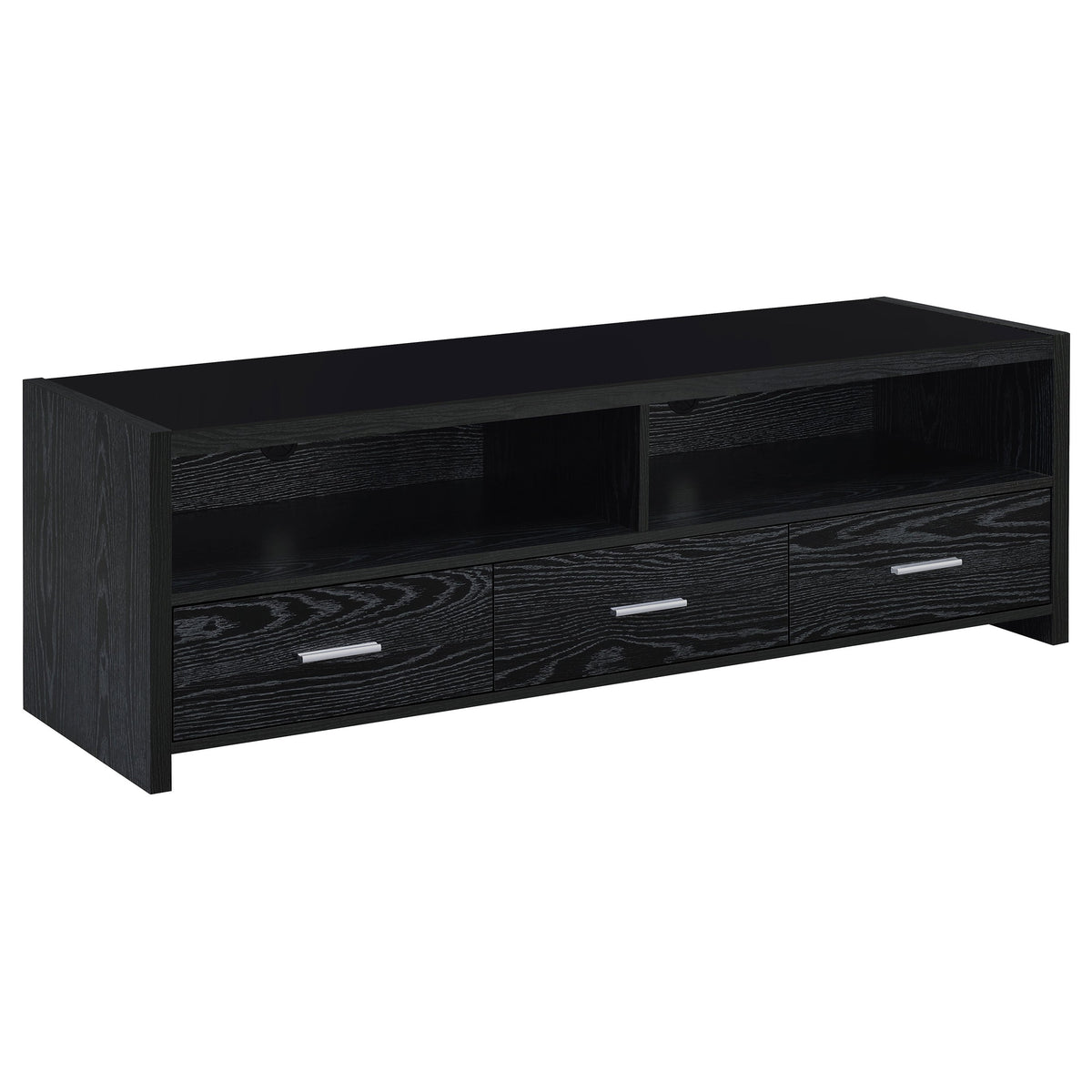 Alton 62" 3-drawer TV Console Black Oak