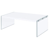 Opal Rectangular Coffee Table With Clear Glass Legs White High Gloss