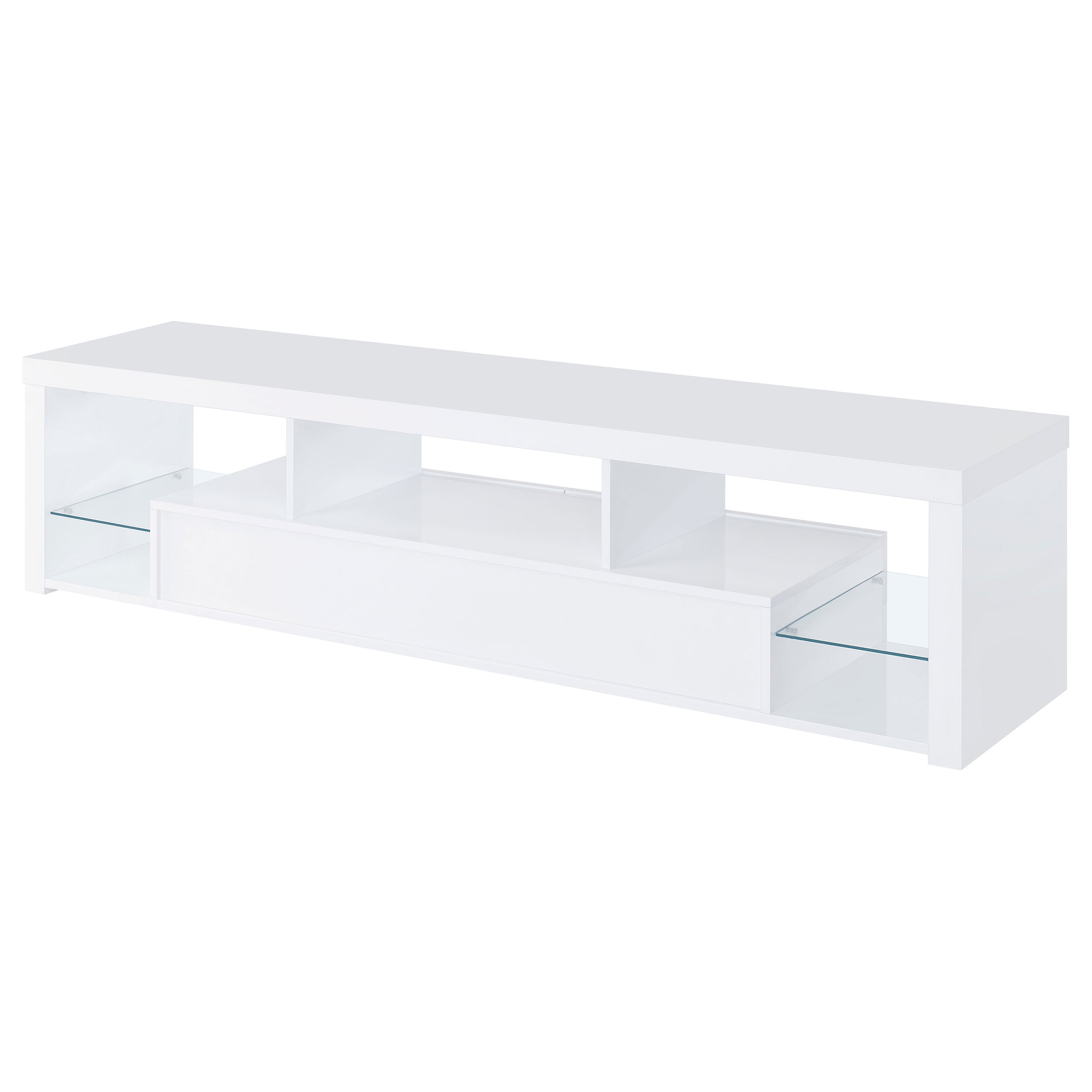 Jude 2-drawer 71" TV Stand With Shelving White High Gloss