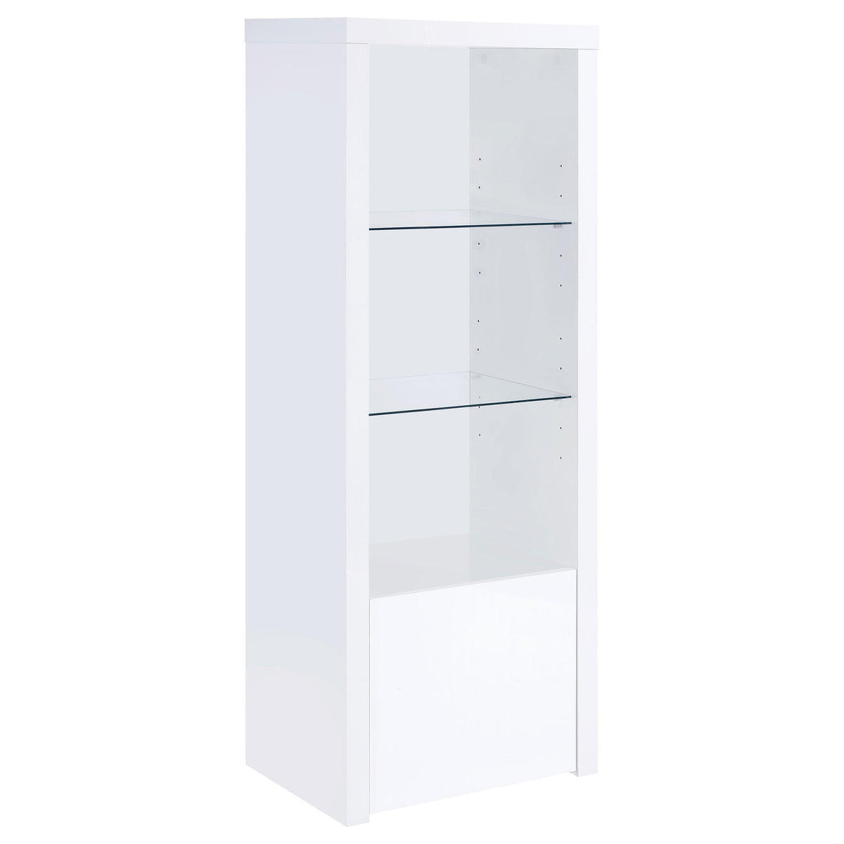 Jude 3-shelf Media Tower With Storage Cabinet White High Gloss