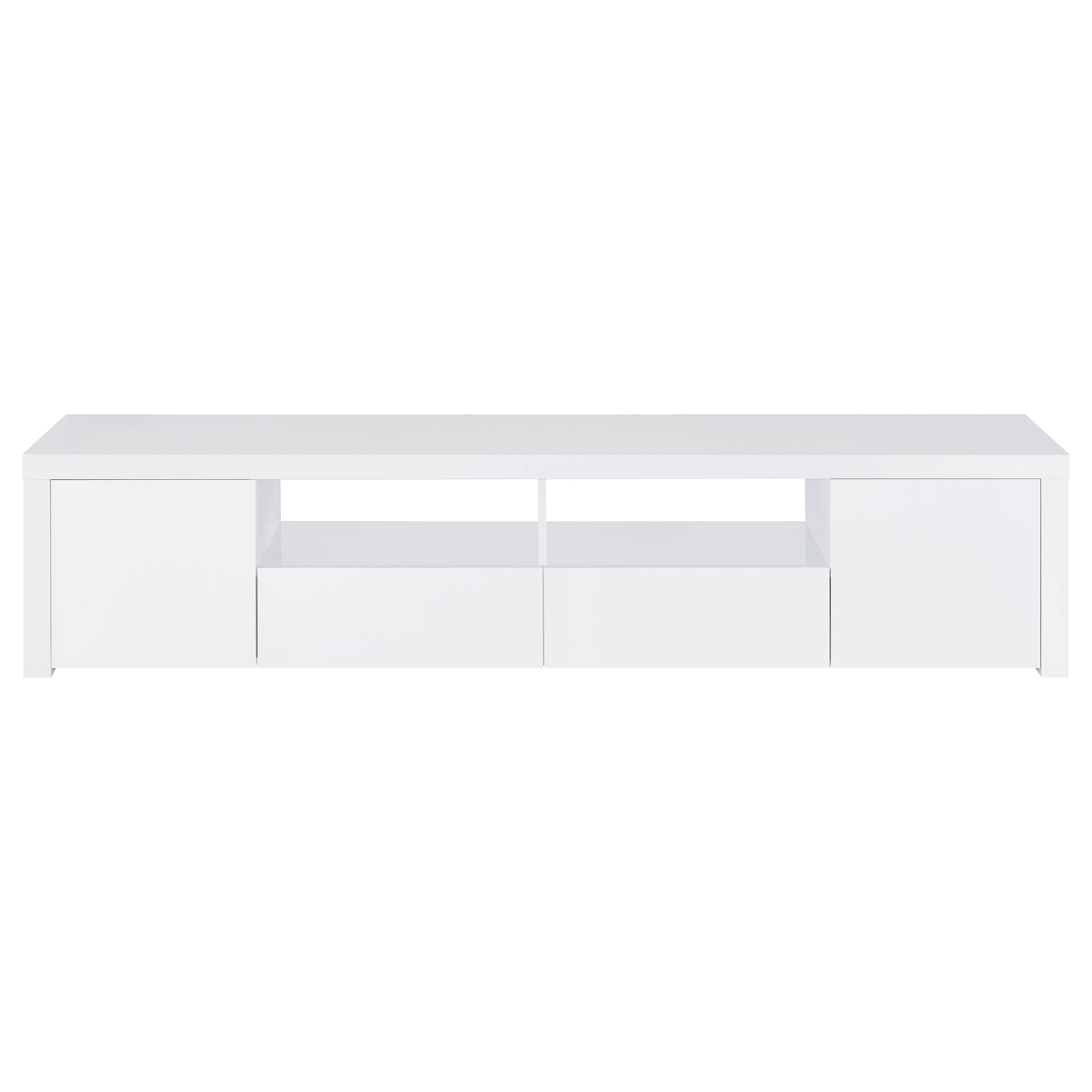 Jude 2-door 79" TV Stand With Drawers White High Gloss