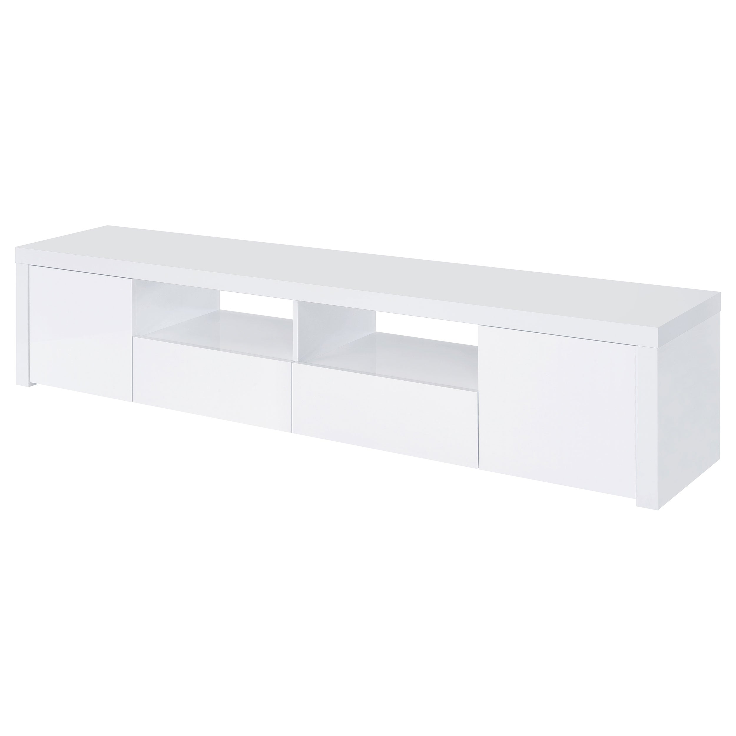 Jude 2-door 79" TV Stand With Drawers White High Gloss