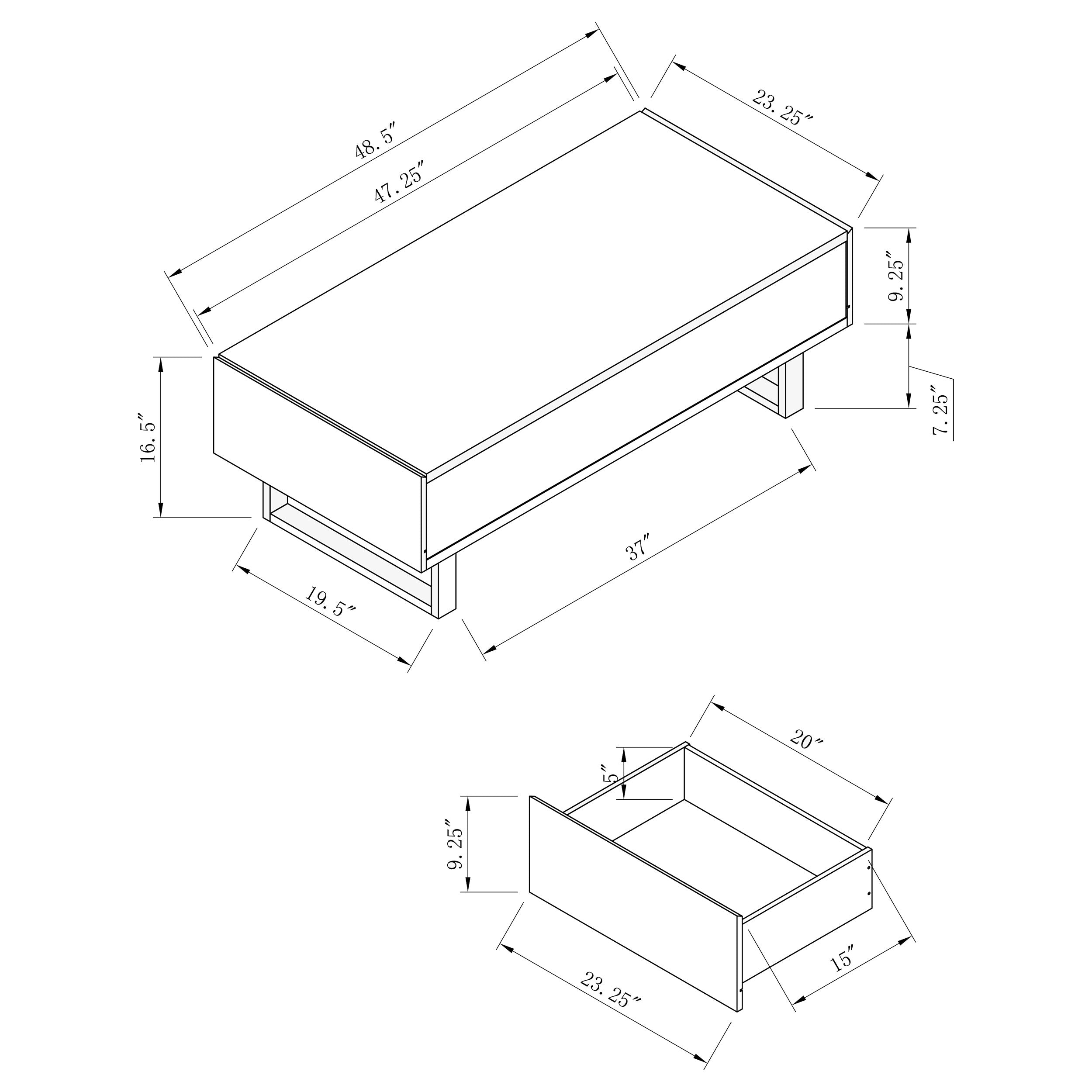 Atchison 2-drawer Coffee Table High Glossy White