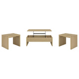 Canoga Lift Top Cocktail Coffee Table Set Light Oak