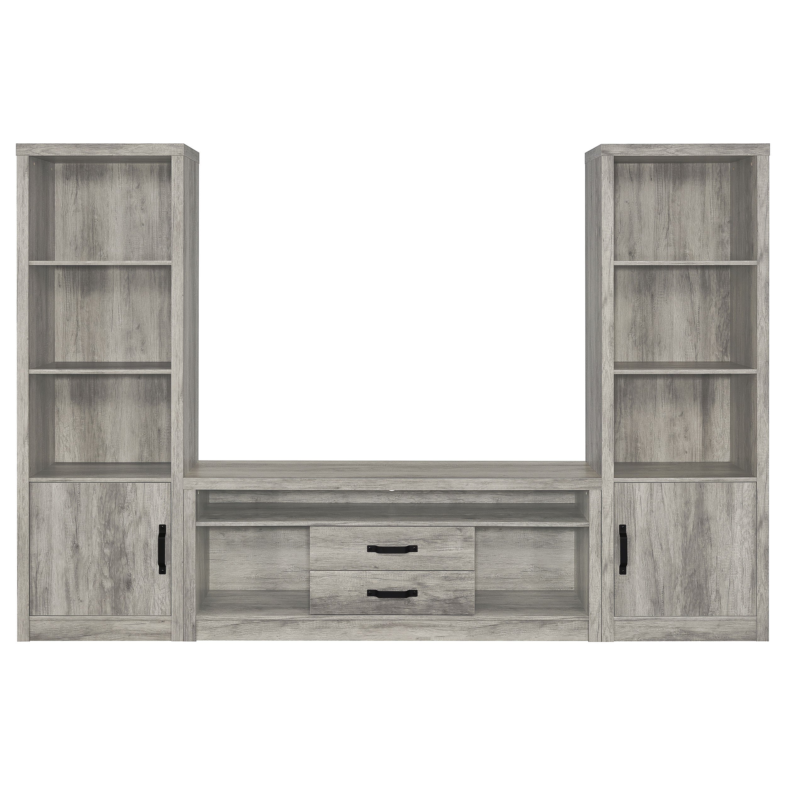 Burke 3-shelf Media Tower With Storage Cabinet Grey Driftwood